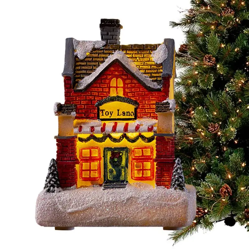 

Light Up Christmas Village Glowing Christmas Cabin House With Led Lights Santa Claus Gifts Ornaments Luminous House Resin