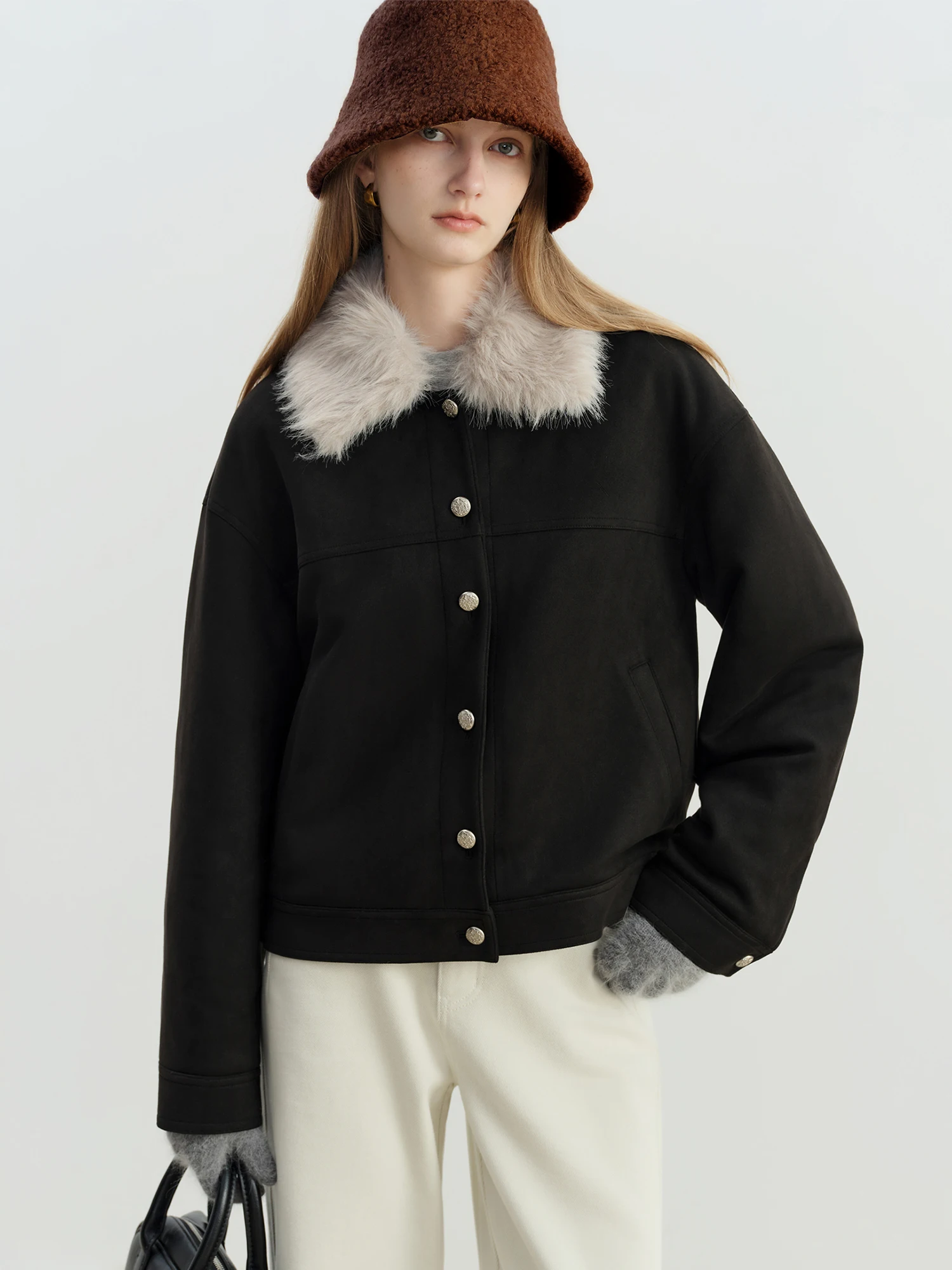 ZIQIAO Wool Solid Color Temperament Plain Warm Fisherman Hat Female 2025 Winter New Style Face Small Basin Hat Ins All-match