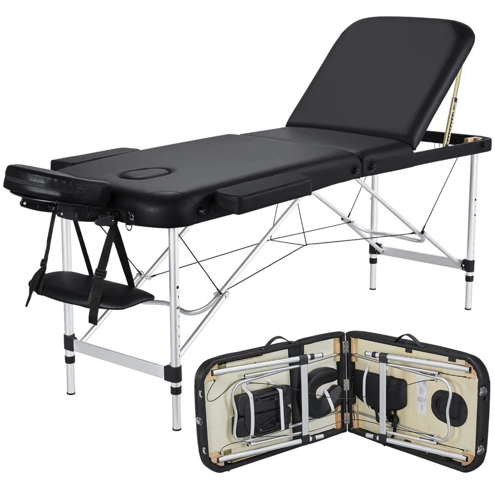 Portable Aluminum Massage and Tattoo Table with Adjustable Lash Bed, 24 Wide, Folding Design, Includes Non-Woven Carry Bag