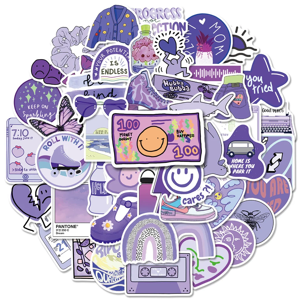 

10/30/50PCS Purple Theme Cartoon Graffiti Stickers Luggage Laptop iPad Mobile Phone Guitar Notebook Car Diamond Club Wholesale