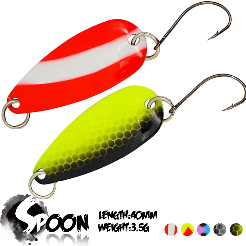 1Pcs Spoon Fishing Lure 3.5g/40mm Artificial Baits Wobbler Sinking Metal  Sequins Single Hook Pike Bass Fishing Fishing Tackles