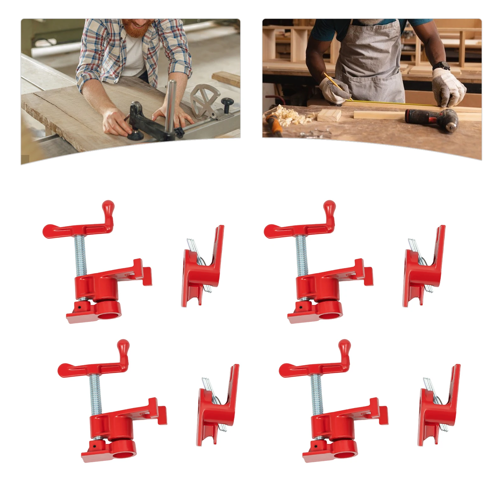 Wood Gluing Pipe Clamp Set 4 Pack 3/4" Heavy Duty PRO Cast Iron Quick Release Bar Clamps Kit with Wide Base for Woodworking