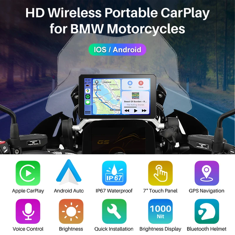 B7 pro For BMW R1200 R1250GS S1000 M1000 XR 터치 야외 방수 선스크린 휴대용 오토바이 네비게이터 CarPlay 안드로이드 오토