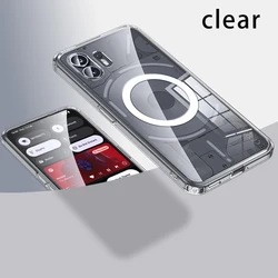 Shockproof Magnetic Wireless Charging Protective Case with Airbags for Nothing Phone 1 (Clear)