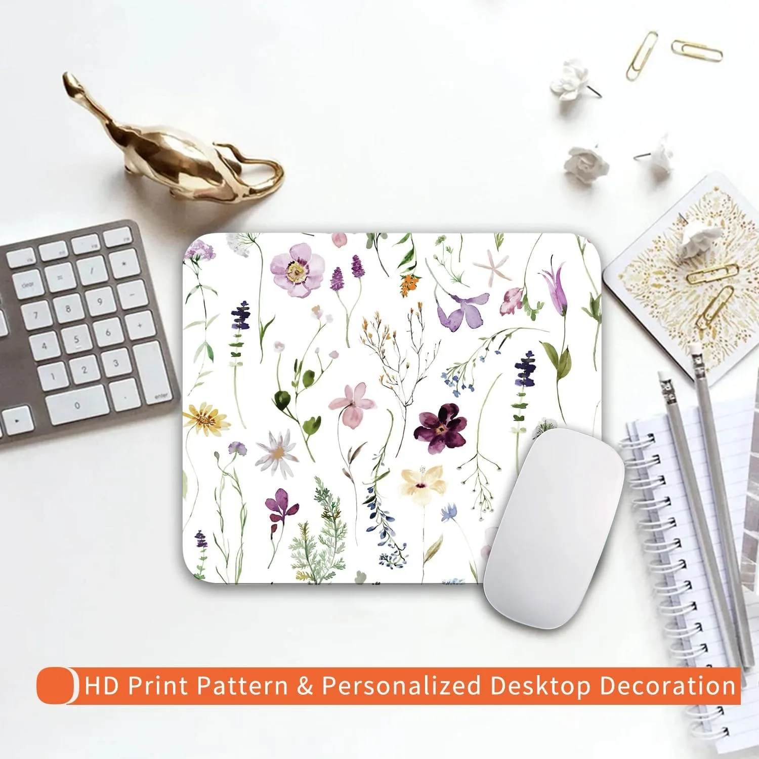 Pink Gold Foil Marble Mouse Pad Non Slip Rubber Base Abstract Floral Forest Leopard Print Office Small Gaming Mousepad_voghion.com