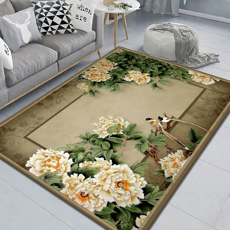 Vintage Floral Pattern Carpet Home Decor Living Room Rug Sofa Coffee