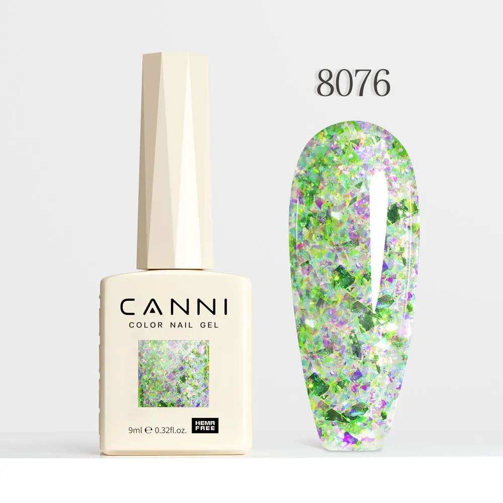 CANNI Super Glossy Glitter Cat Eye Nail Gel Polish - Hema Free Diamond Top Coat, Semi-Permanent UV LED Varnish