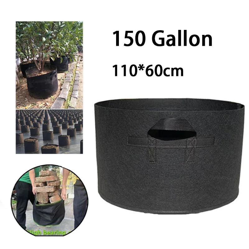 

150 Gallon Hand Held Plant Grow Bags Large Capacity Fabric Pot Jardim Orchard and Garden Flowers Plant Growing Gardening Tools