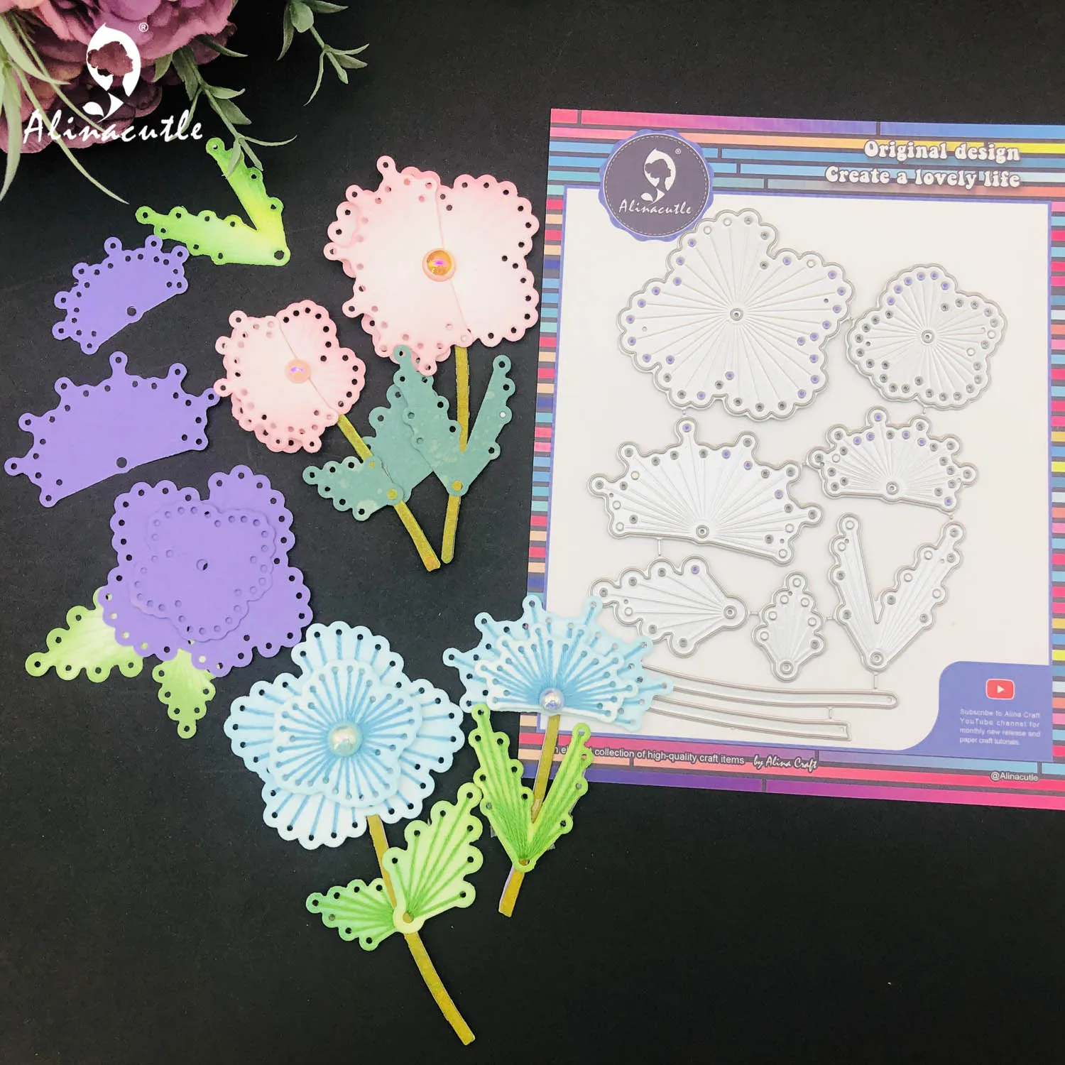 

Alinacutle Stitching Flower Dandelion Metal Cutting Dies Cut Paper Craft Card Template Scrapbooing Handmade Craft Art Cut Dies