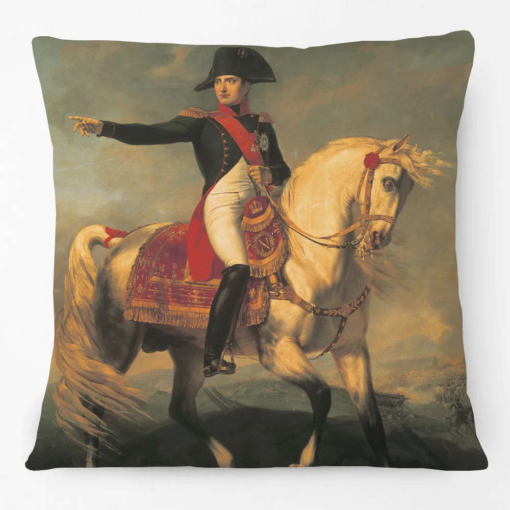 Fabulous Federa Per Cuscino In Lino 40x40 Con Ritratto Di Napoleone Bonaparte, Cuscino Arredo Vintage Francia