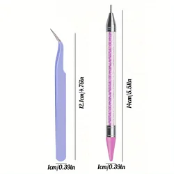 Deluxe Manicure & Lash Tool Set with Double - Ended Diamond Pens and Stainless Steel Tweezers (Purple)