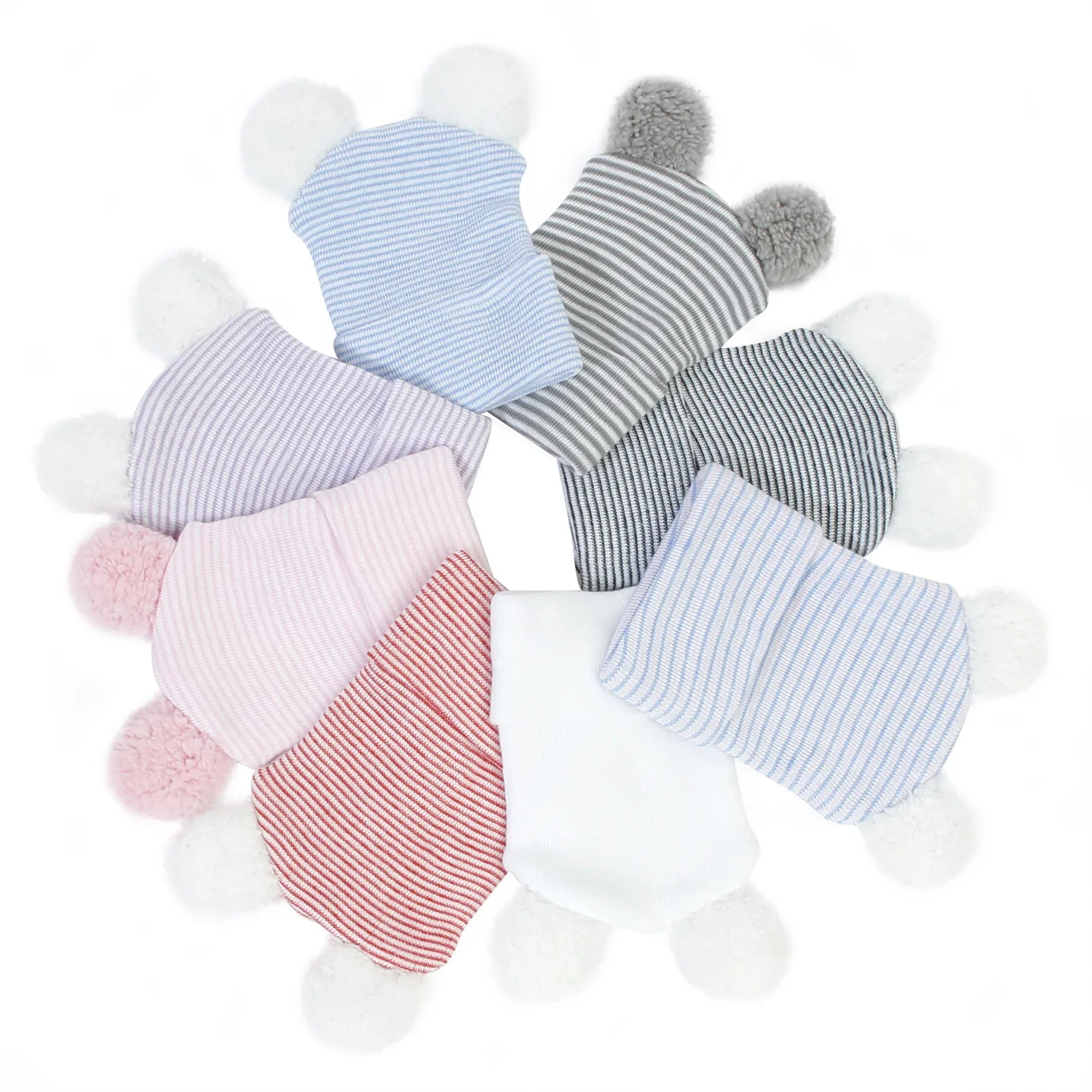 Newborn Cotton Striped Hat New Born Hospital Turban Beanie Baby Girls Cartoon Bear Toddler Soft Bonnet Bebes Warm Headwrap 0-6M 2