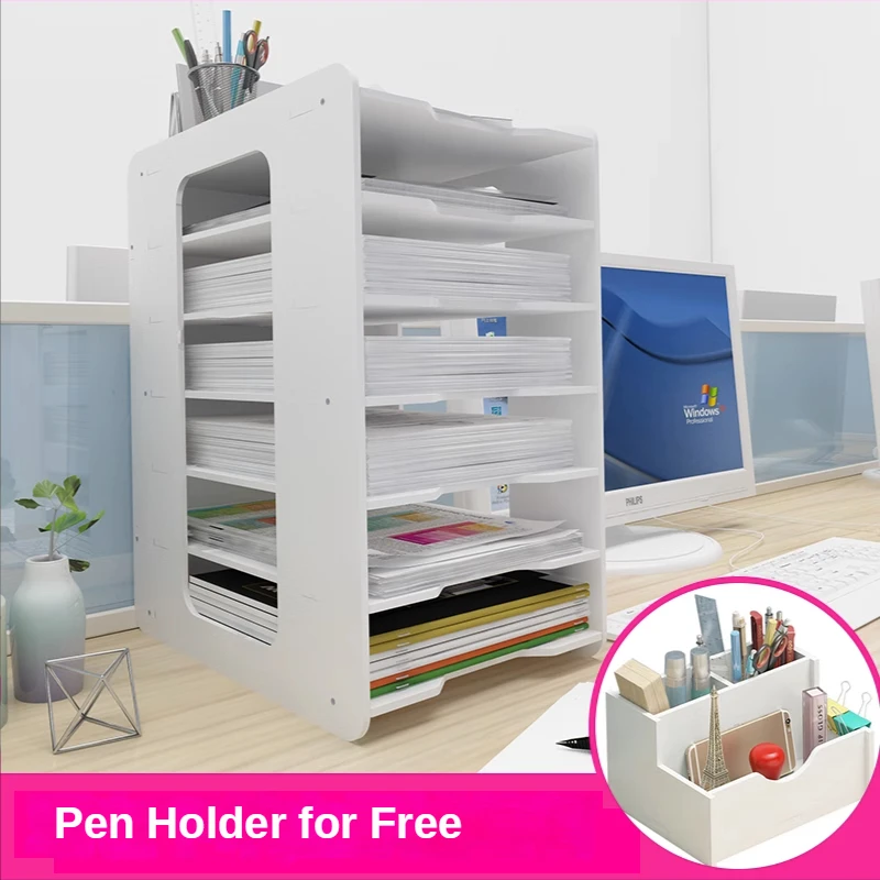 

Document Shelf Multi-layer Shelf Desktop File Storage Rack A4 File Shelf Stationery Folder File Shelf Home Office Organizer