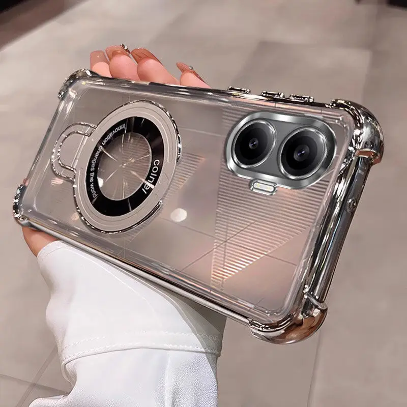 Luxury Airbag Electroplating Bracket TPU Shockproof Bumper Case Cover