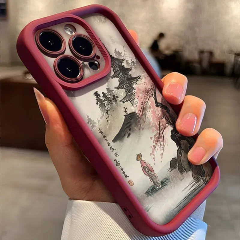 Japanese Temple & Cherry Blossom Soft Phone Case Cover
