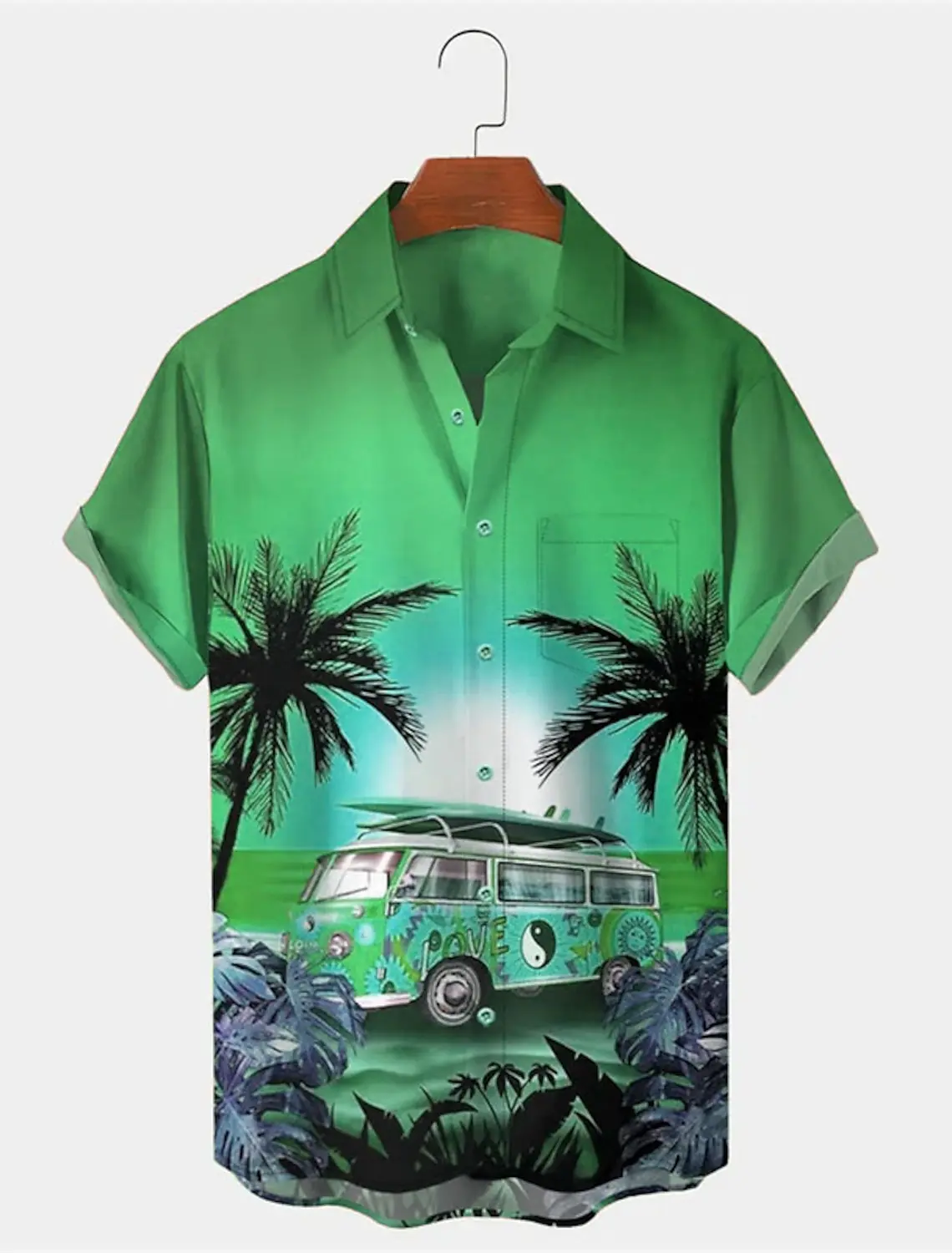thumbnail image 1 of Camisa de hombre Camisa hawaiana de verano Estampados gráficos Palmera Vuelta hacia abajo Ropa de calle de manga corta con botones Ropa estampada, 1 of 5