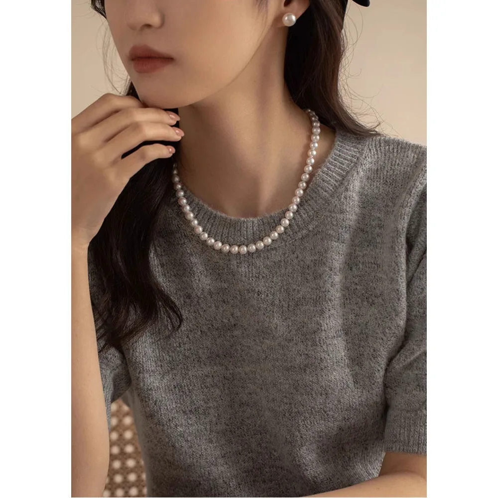 Dubbellaagse parelketting voor dames elegante hanger ketting_voghion.com