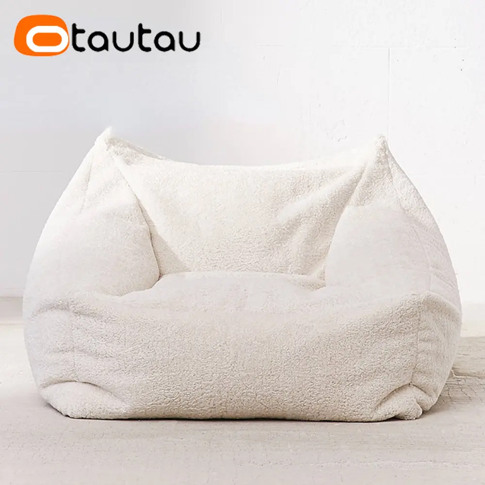 OTAUTAU Faux Cashmere Fleece Bean Bag with Filler Adult Beanbag