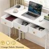 with 3 Drawers, 37.2 Inch Small Computer Desk for Small Spaces, Simple Study Table for Kids Bedroom, Office Desks 4