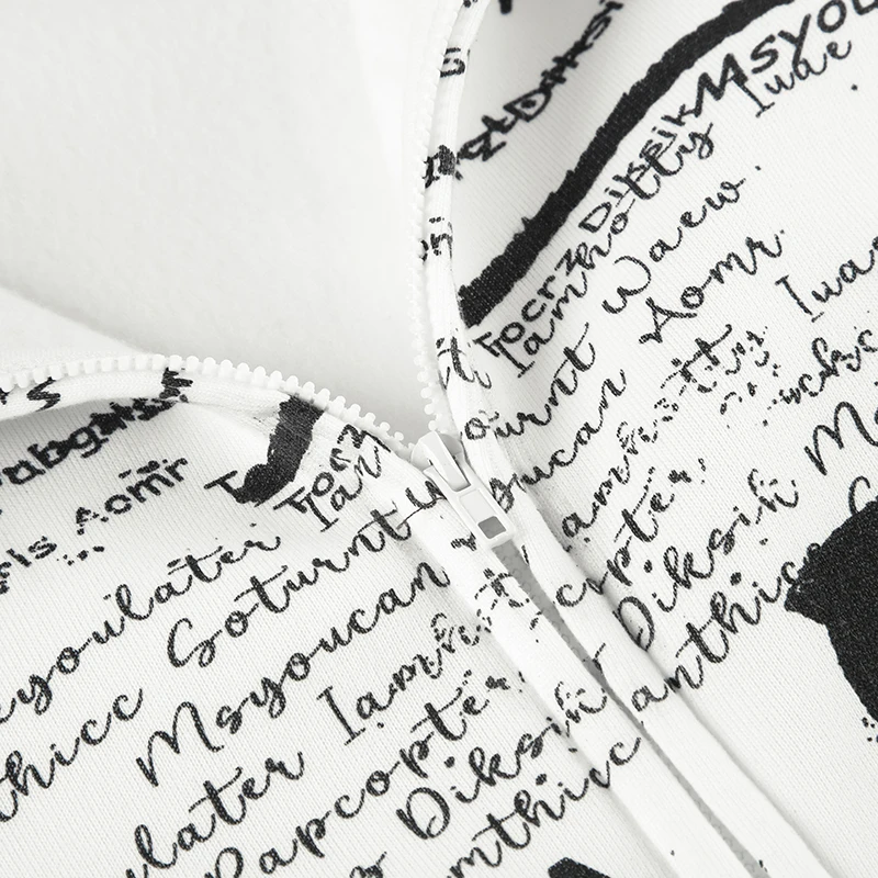 Sudadera con capucha con estampado de letras Y2k para mujer, cuello falso, ropa de moda para otoño e invierno, abrigo de estilo coreano