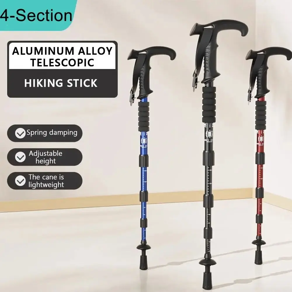 1PC 4-Section Portable Outdoor Fold Trekking Pole for Elderly Camping