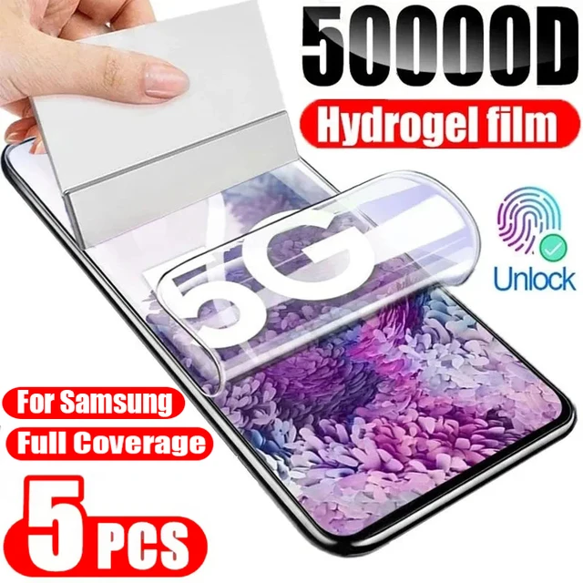 Protecteurs d'écran en film hydrogel pour Samsung Galaxy, 5 pièces, modèles S20, S22, S21 Ultra, S10, S9, S8 Plus, FE, Note 20, 10, 9, 8 Plus, S23U 1
