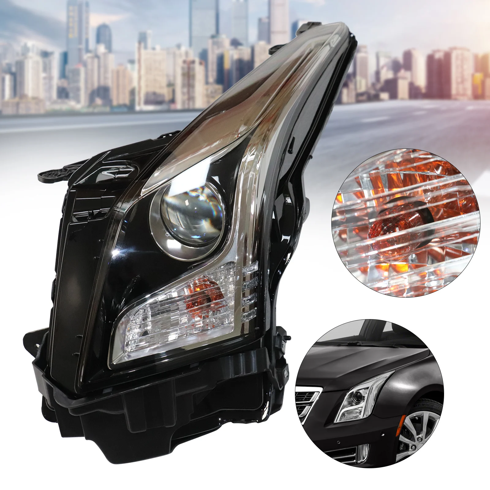 

Halogen Projector Headlight Front Left / Right Side Headlamp For 2013-2018 Cadillac ATS