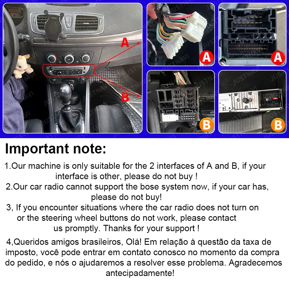 JUSTNAVI – autoradio Android 2008, lecteur multimédia, vidéo, Carplay, DSP, WIFI, 4G, 2 din, pour voiture Renault Megane 3 Fluence (2014 – 10.0)