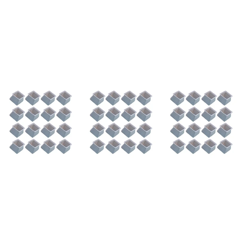 

48Pcs Chair Leg Caps Silicone Floor Protector Square Furniture Table Feet Cover Anti-Slip Bottom Chair Pads-Gray