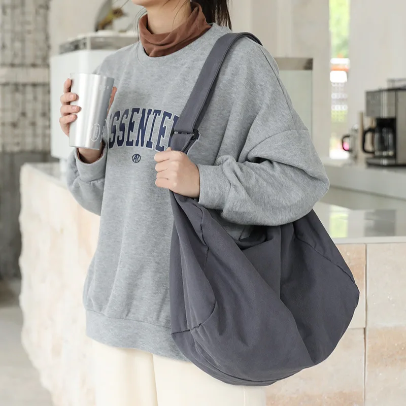 

Korean Retro Wash Canvas Bag Casual Sen Style Literature One Shoulder Women's Bag INS Network Red Fashion Zipper Crossbody Bag