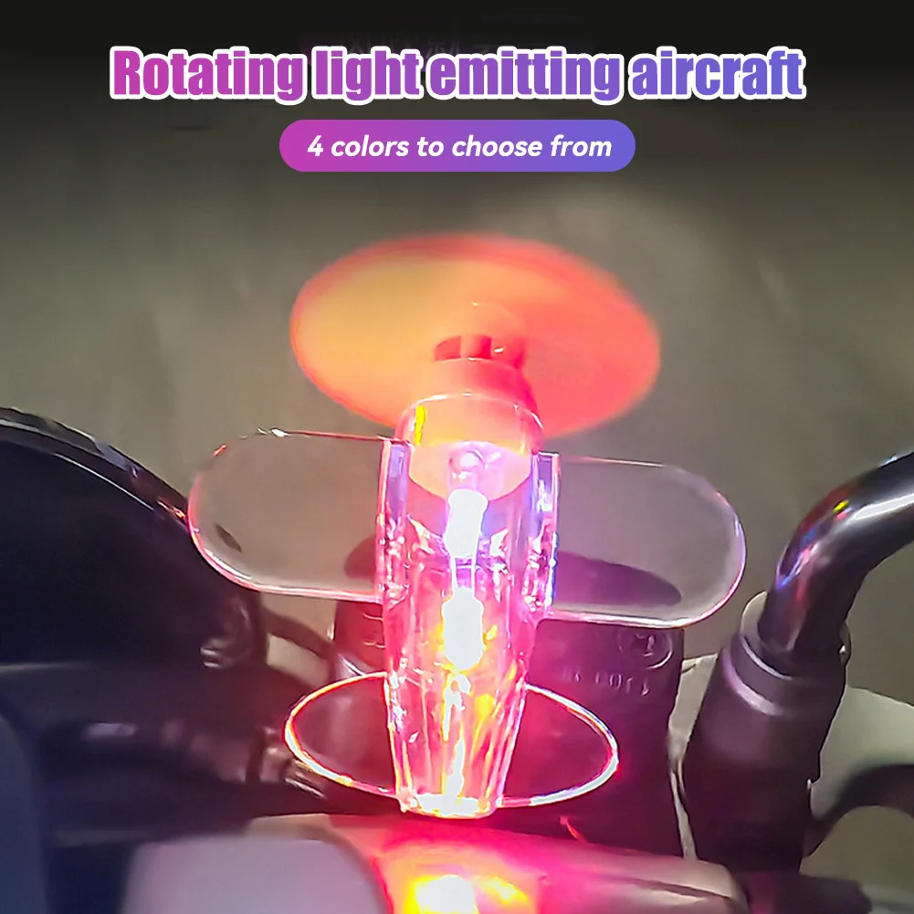 Wind Powered LED Airplane Ornament for Motorcycles Bicycle Handbar Car Rearview Mirror At Night Rotating LED Lights Decoration