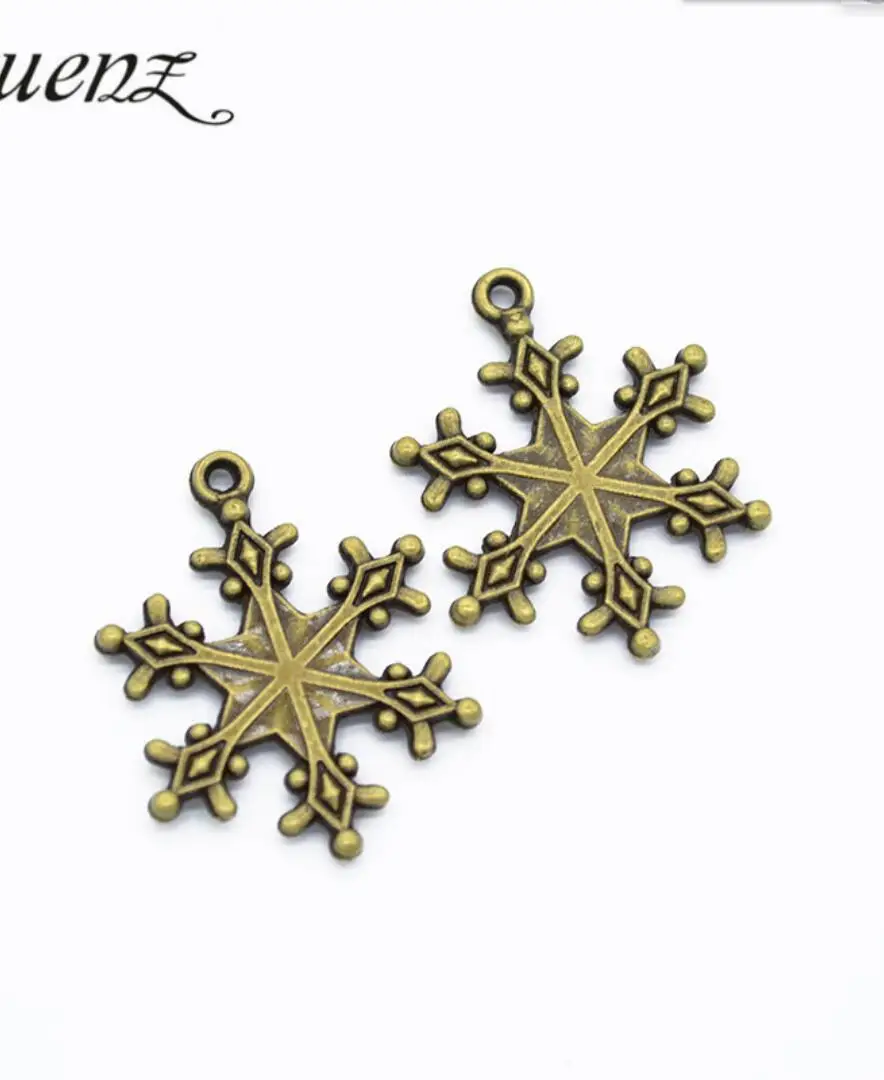 50pcs 28*22mm Antique Silver Color Snowflake Charms Pendant For Jewelry Making DIY Jewelry Findings F0438