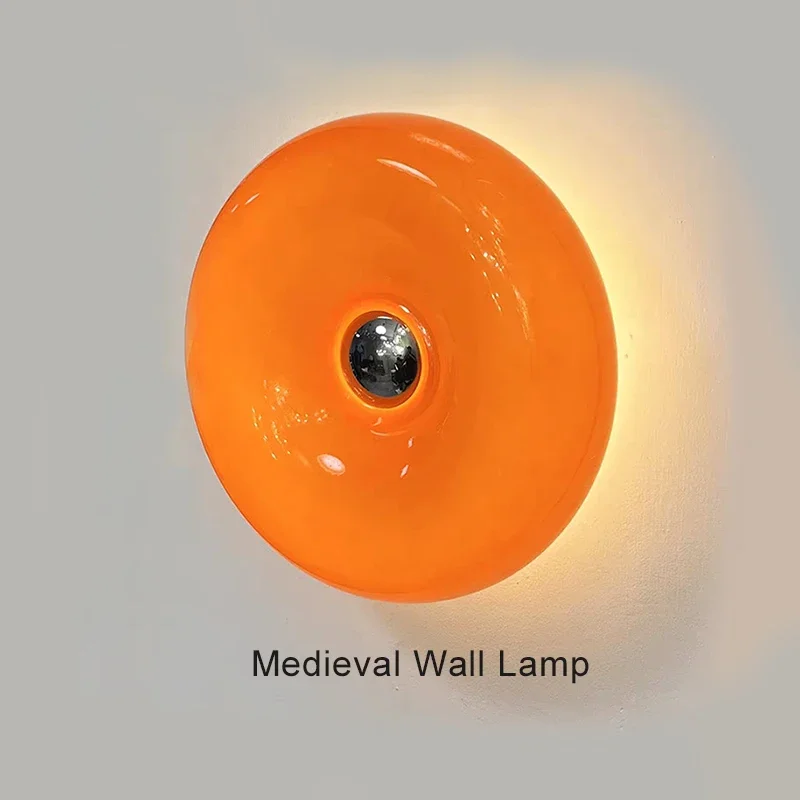 Donut Glass Wall Lamp Orange Light Whit Plug For Living Room Bedroom Hallway Balcony Study Room Indoor Dimmable Ambient LED Lamp european style retro mermaid corridor double headed wall lamp creative lovely colored glass living room bar glass lamp