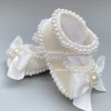 Dollbling Lace Surface Baby Girls Infant Newborn Princess Shoes First Walkers Sparkly Glitter Soft Bow Buckle Toddler Shoes 1