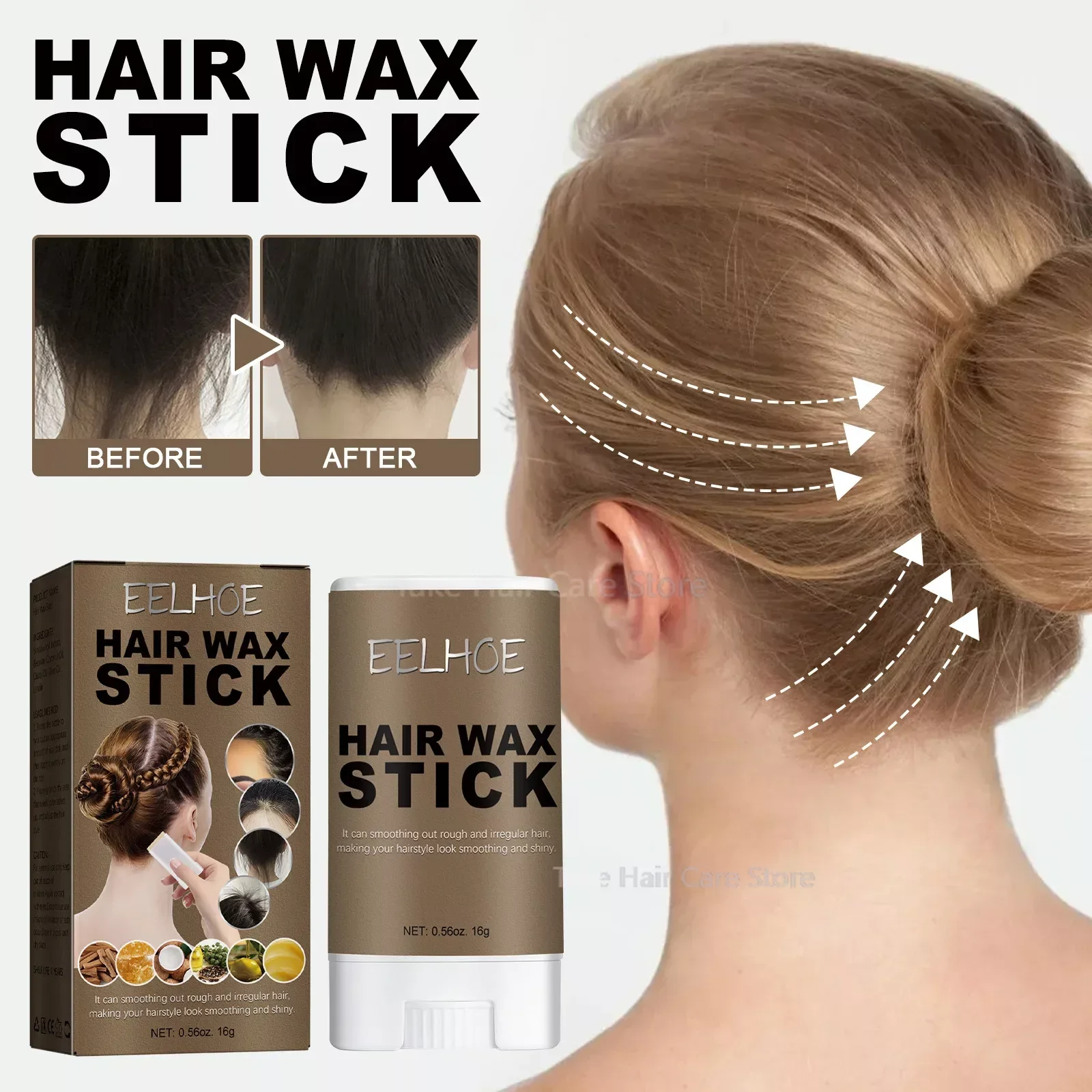 

Hair Wax Stick Long-lasting Styling Smoothes Rough and Broken Hair Softens Moisturizes Hair Oil Stick Edge Control Gel Hair Wax