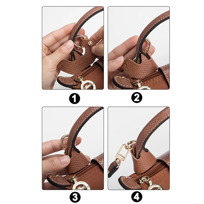 WUTA Bag Transformation Accessories for Longchamp mini Bag Straps  Punch-free Genuine Leather Shoulder Strap Crossbody Conversion