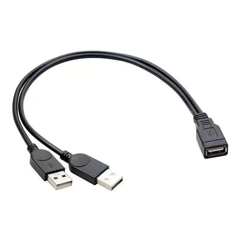 USB 케이블 스플리터 데이터 전송 전원 공급 코드 30CM USB2.0 듀얼 암-수 플러그 와이어 컨버터 충전 연장선