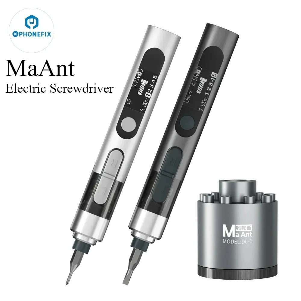 MaAnt L5/L5Pro 스마트 5 기어 전기 스크루 드라이버 세트 (전화 분해 수리 도구 용 12/24 특수 강철 배치 헤드 포함)