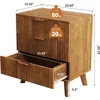 Mid Century Modern Dresser, 3 Drawer Dresser for Bedroom Wood, 3 Drawer Nightstand Set of 2, Storage Cabinet Side Table 3