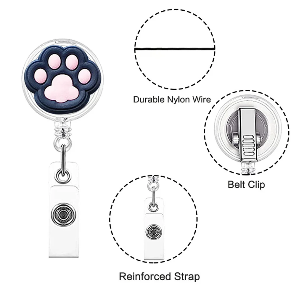 Cat Claws Cute Telescopic Rotating Silicone Plastic Alligator Clip Easy To Pull Nurse Student Badge Scroll Easy To Pull
