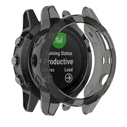 Soft TPU Smart Watch Protective Case Cover - Clear Finish - Fenix 7X (Black)