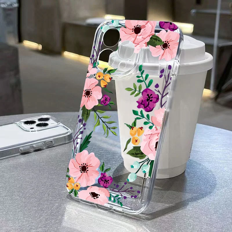 Vibrant Floral Soft TPU Clear Phone Case Cover