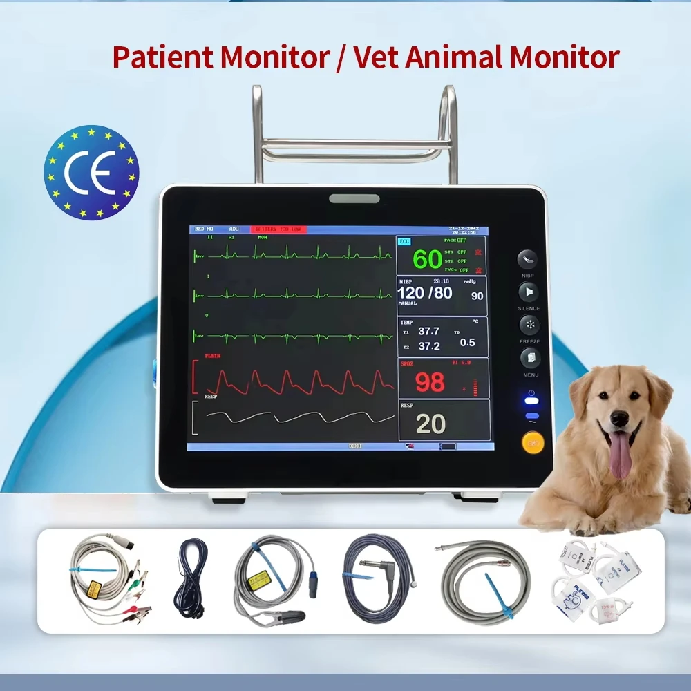 צג המטופל/וטרינרי צג/וטרינרי שימוש אנושי/חיה 6 פרמטרים 8 מסך אינץ נייד אופציונלי עבור capnograph etco2 lcd