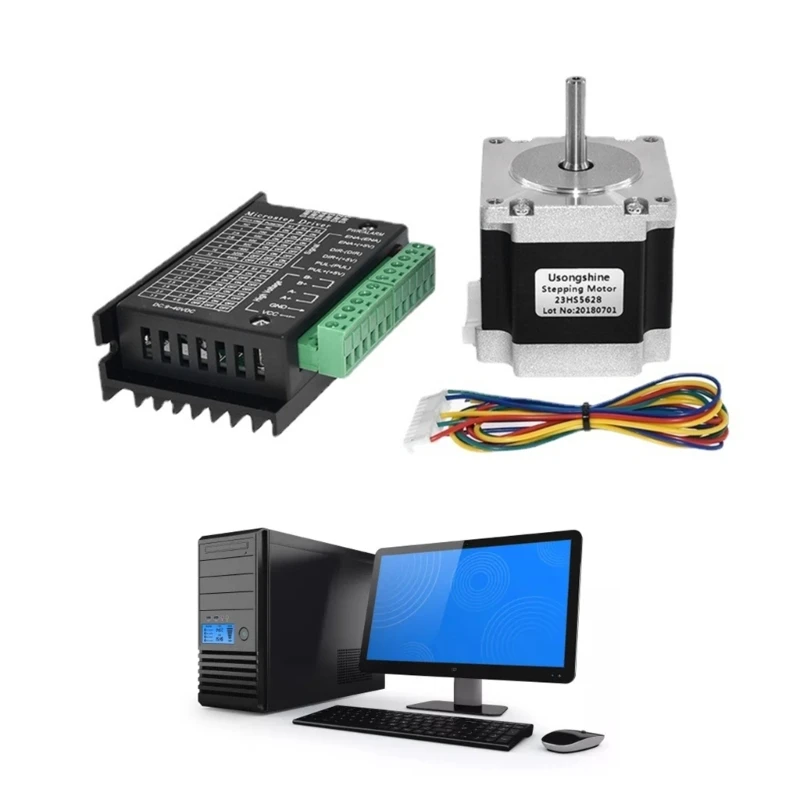 

Комплект шагового двигателя Nema23 TB6600 23HS5628 4A с драйвером TB6600 NEMA17 для гравировального станка с ЧПУ, часть Прямая