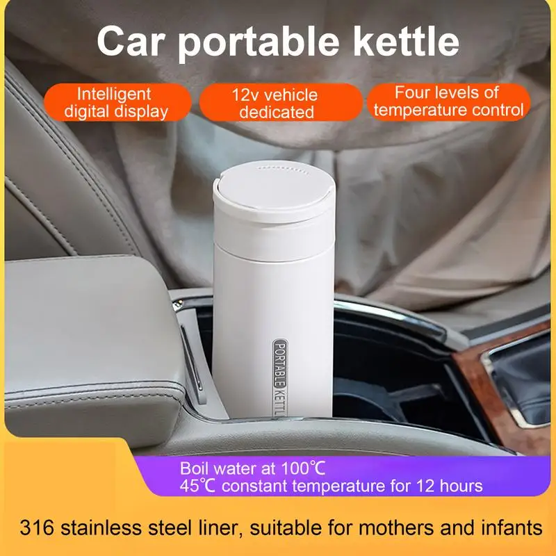 

Car Electric Kettle 12V Portable LCD Display Quickly Heating Travel Water Bottle Heating Cups 400ml Temperature Control Mug
