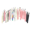 Eyelash Tweezers Volume False Lash Application Tool Pink Fiber Tips Tweezers| Gold Silver Non-Slip Grip  Professional Tweezers 1