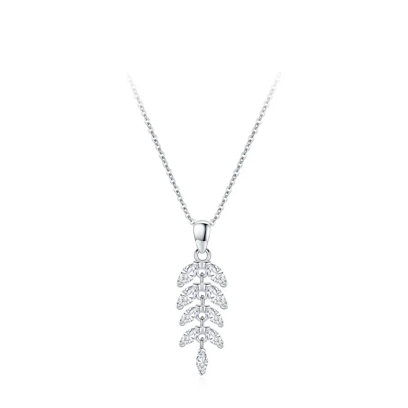 

New Models S925 Sterling Silver Niche Design, Super Sparkling Zircon Versatile Leaf Necklace, Women's Instagram Cool Style