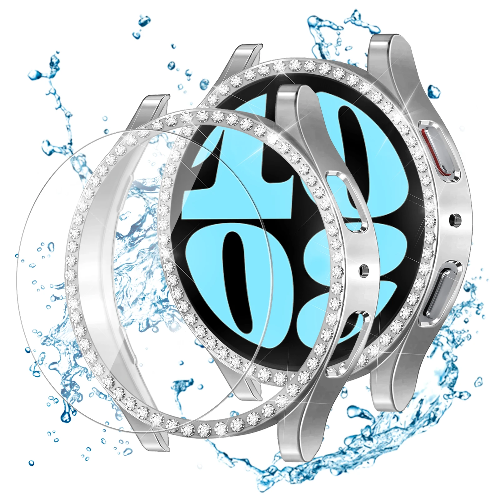 Bling Diamond Glass and Case Set with Screen Protector - Luxury Watch Accessory Cover