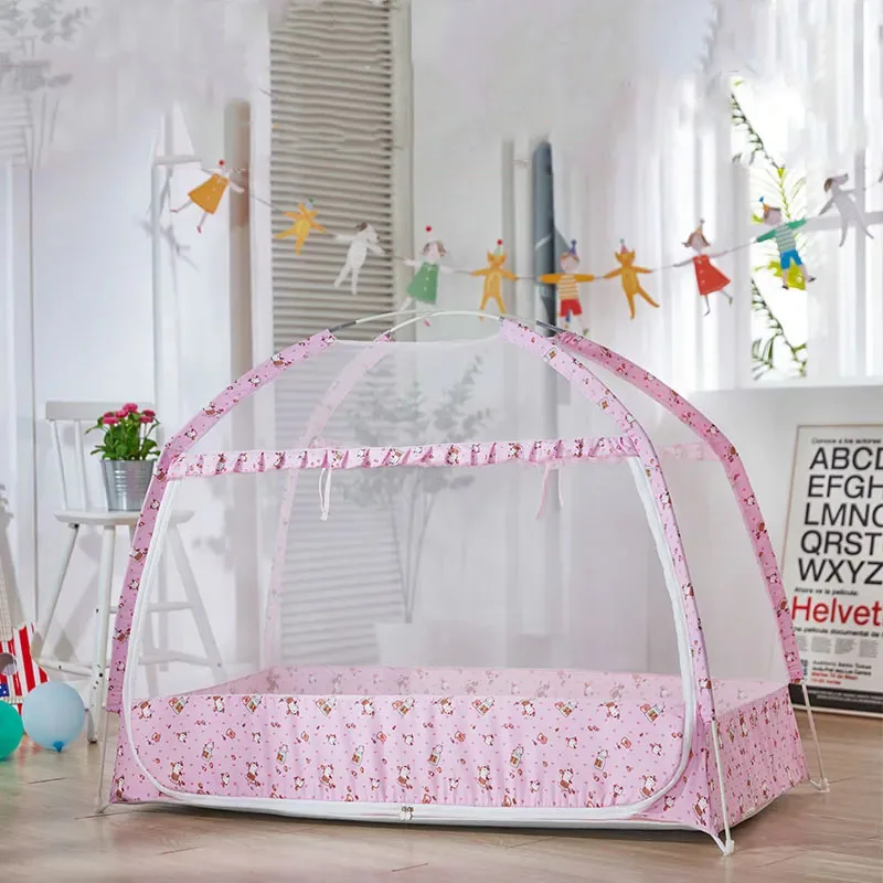

Yurt Large Space Crib Mosquito Net Full Bottom Single Door Children's Bed Mosquito Net Cover With Bracket Foldable Mosquito Net