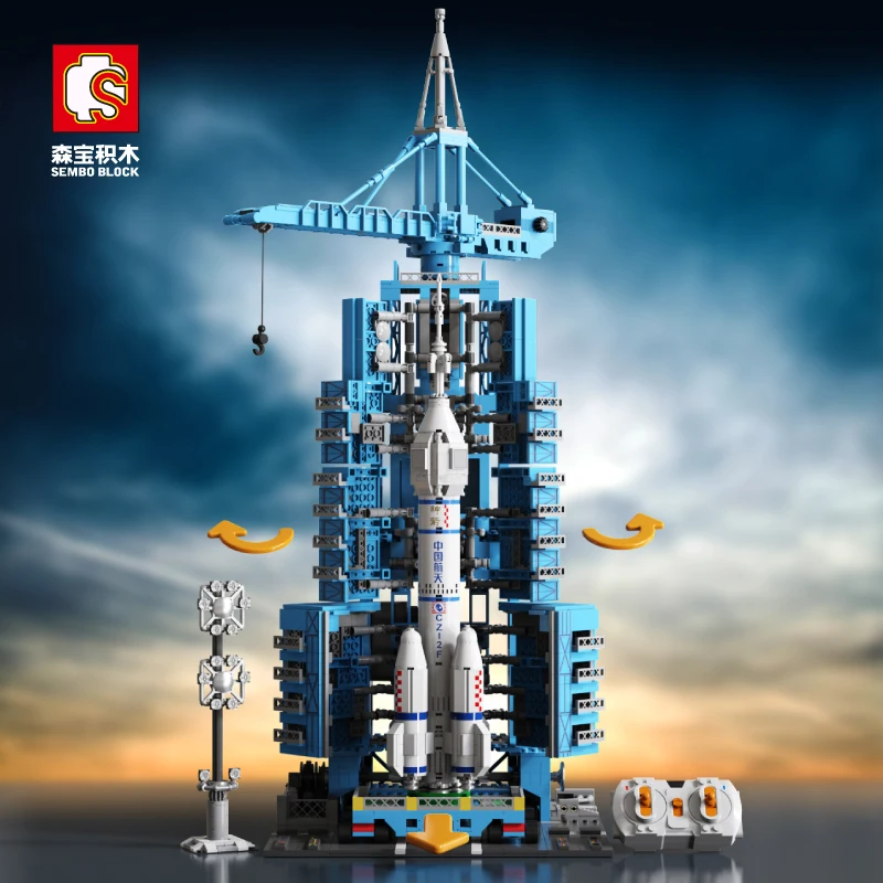 Sembo Block Rocket Base Brick Model Telecomando Rocket Ornamenti Assemblati Fai Da Te Novità Giocattoli Regali Di Compleanno Per Ragazzi E Bambini